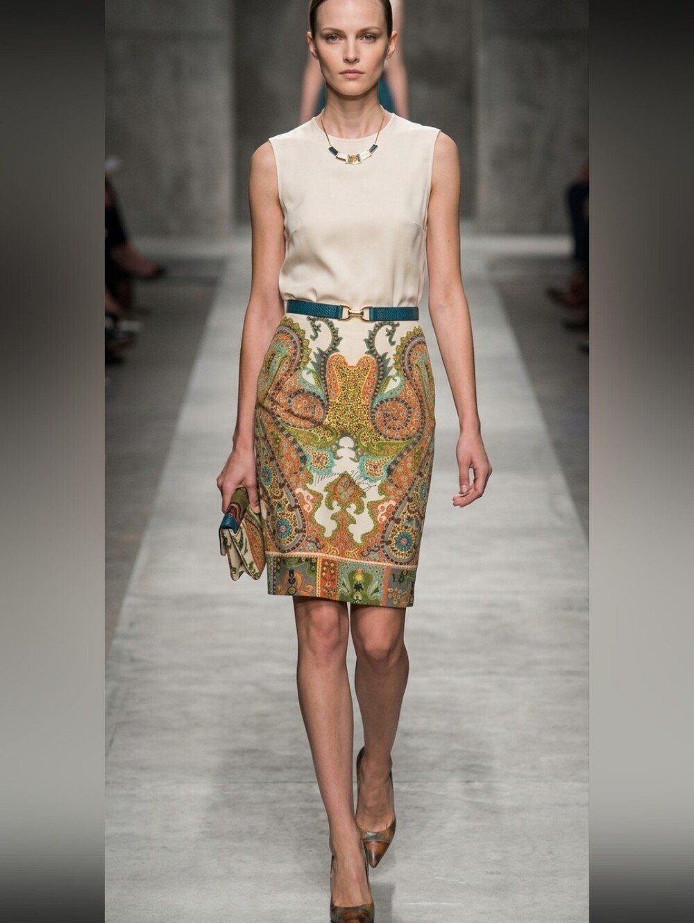 Tommy Hilfiger Paisley Art Deco Pencil A-Line Skirt Multi-Color Size 4